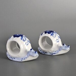 Set of 2 Vintage Porcelain Snail Napkin Rings